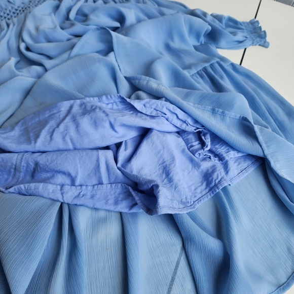 ZARA GIRL'S KIDS DRESS BLUE LONG SLEEVE  RUFFLE TIERED Sz  13-14 - Picture 12 of 13